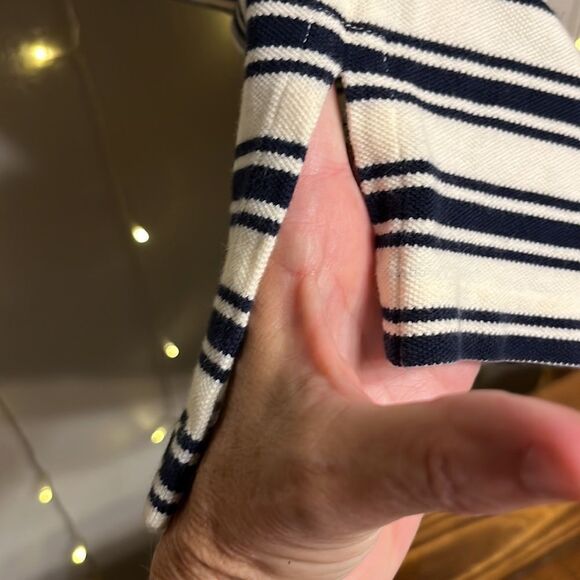 NWOT POLO by Ralph Lauren Ivory Polo with Navy Stripes and a Denim Collar - Picture 3 of 6